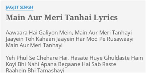 tanhai tanhai lyrics|main aur meri tanhai lyrics.